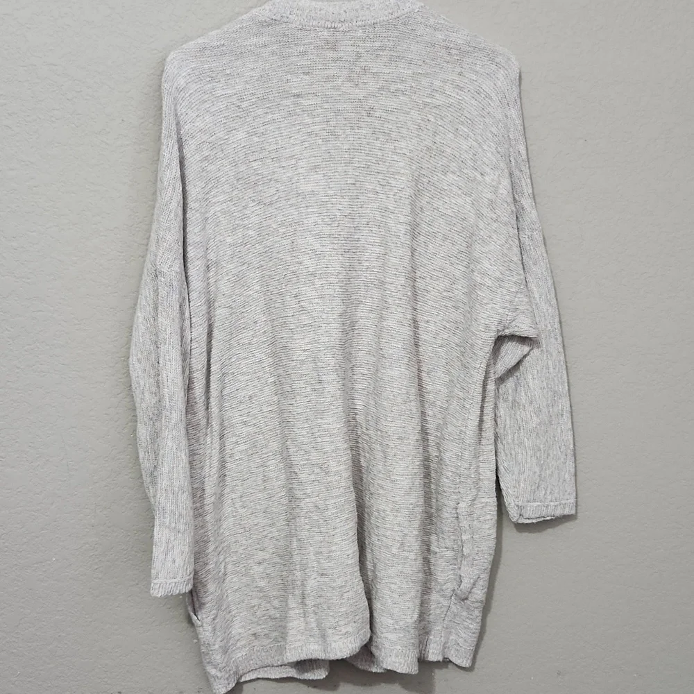 Pure Jill Cardigan XL Petite Long Sweater Gray White